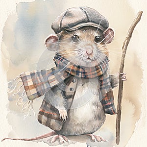 Farmer Mouse illustration watercolor