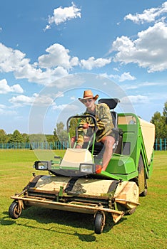 Farmer Mowing the Lawn