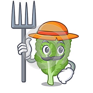 Farmer mustrad green islated with the mascot