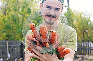 Farmer offering carrots