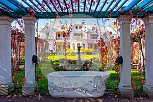 Farmer palace in Alexandria park in autumn, Saint Petersburg, Russia