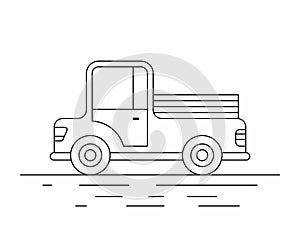 Farmer Pickup truck. line icon