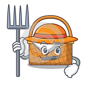 Farmer picnic basket character cartoon