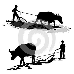 Farmer plowing