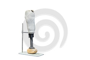 Farmer prosthesis leg type or elbow knee for disabled  for walk on stand isolated on white background with clipping path