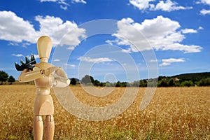 Farmer with rake