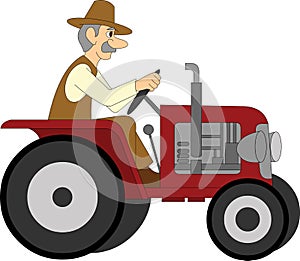 Farmer Riding a Tractor