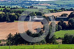 A farmer\'s dwelling among the fields in Ireland. Irish countryside landscape