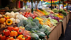 A farmer\'s market filled with seasonal fruits, vegetables