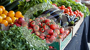 A farmer's market scene showcases an abundance of fresh produce. Ai Generative