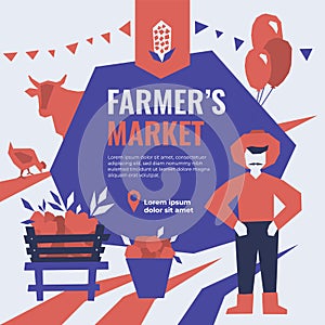 Farmer`s market themed template. Template for banner,advert,print,flyer