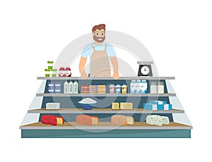 Farmer Selling Products Icon Vector Illustration