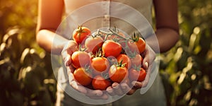 farmer showing tomatoes