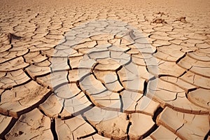 Farmer standing on parched landscape.