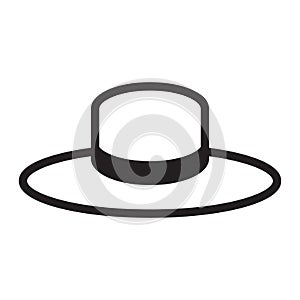 Farmer straw hat icon. Headpiece for sun protection vector illustration