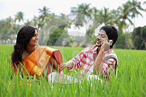 Farmer talking in his cell phone