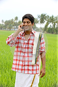 Farmer talking in his cell phone