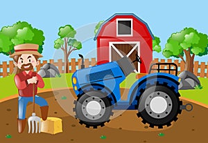 Farmer and tractor in the field