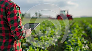 The farmer with tablet. AI generated