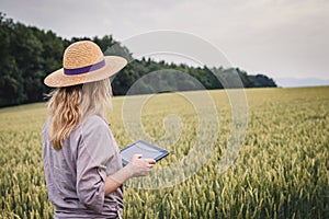Farmer using modern technology for smart farming
