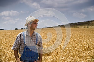 Farmer in a wheat field