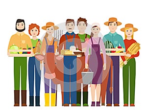 Farmer workers people character agriculture person profession farming life vector illustration.