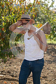 Farmer working on the farm.