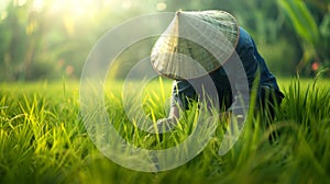 The Farmer in Rice Field.AI generated image