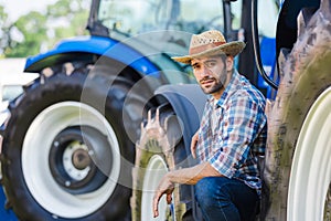 farmer working in a tractor