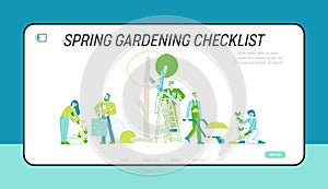 Farmers, Gardeners Planting, Trimming and Caring of Trees and Plants Landing Page Template