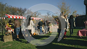 Farmers market or autumn fair outdoors