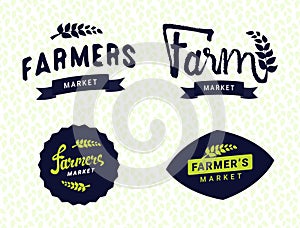 Farmers market logos templates vector objects set.