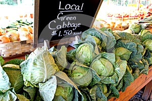 Farmers Market Stand Selling Cabbage