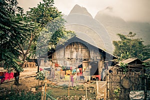 A farmers village in the jungle of vietnam