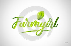 farmgirl green leaf word on white background