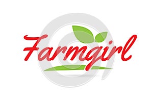 Farmgirl hand written word text for typography design in red