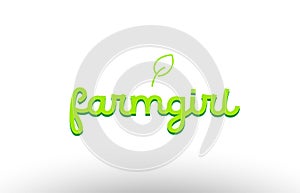 farmgirl word concept with green leaf logo icon company design