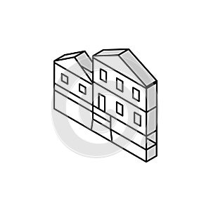 farmhouse building isometric icon vector illustration