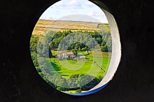 Farmhouse country view from the Atom panopticon. photo