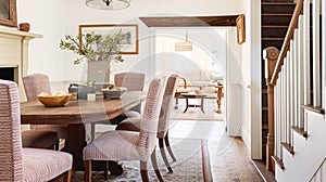 Farmhouse dining room decor, interior design and home decor, elegant table with chairs, furniture, country cottage style