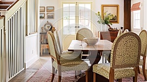 Farmhouse dining room decor, interior design and home decor, elegant table with chairs, furniture, country cottage style