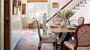 Farmhouse dining room decor, interior design and home decor, elegant table with chairs, furniture, country cottage style