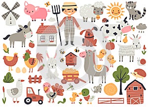 Farmhouse and farm animal set