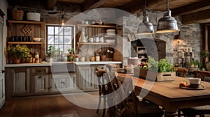 Farmhouse kitchen with rustic decor