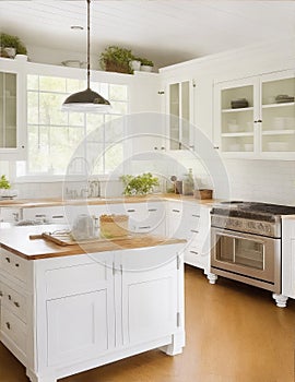 farmhouse kitchen with shaker cupboards illustration