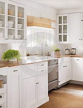 farmhouse kitchen with shaker cupboards illustration