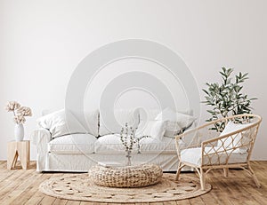 Farmhouse living room interior background,wall mockup