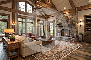 Farmhouse living room interior mockup