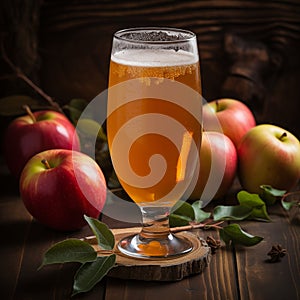 Farmhouse natural apple cider. Freshness, inspiration, mood, authenticity, tradition. AI generated