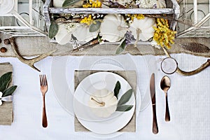 Farmhouse Style Autumn Table Setting